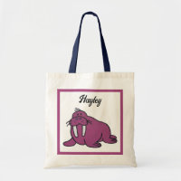 Cute Purple Walrus Cartoon, Friendly Ocean Nature
