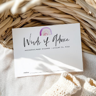 Cute Purple Watercolor Rainbow Baby Shower Advice Card