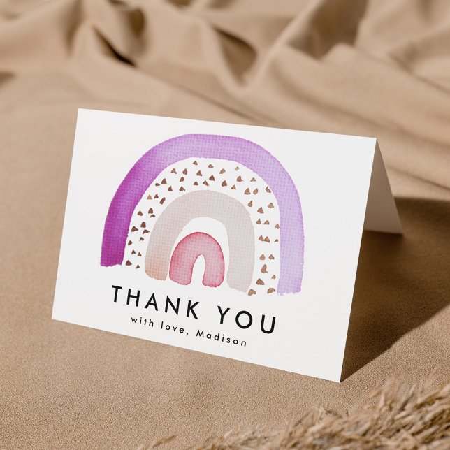 Cute Purple Watercolor Rainbow Thank You Card (Creator Uploaded)
