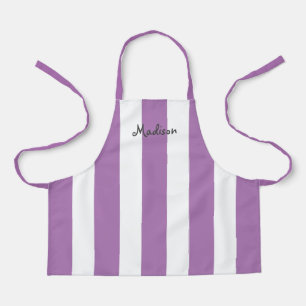 Cute Purple White Stripes Personalized Kids Apron