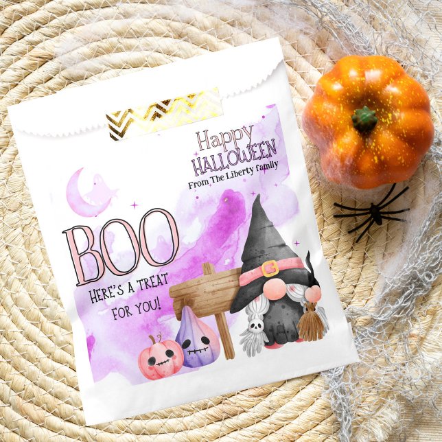 Cute purple witchy gnome halloween trick or treat favour bags (Creator Uploaded)