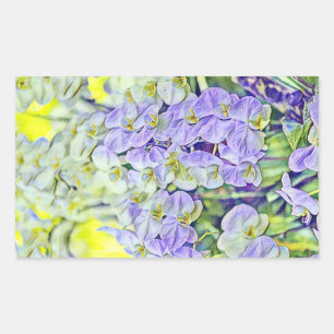 Cute purple yellow orchids flowers watercolor rectangular sticker