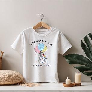 Cute Purr-fectly One: Cat Theme 1st Birthday Party Baby T-Shirt