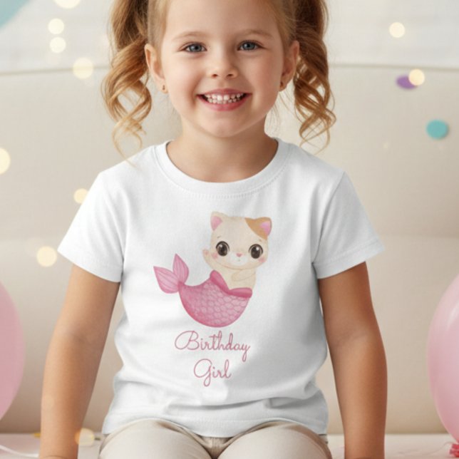 Cute Purrmaid cat mermaid birthday girl toddler T-Shirt (Creator Uploaded)