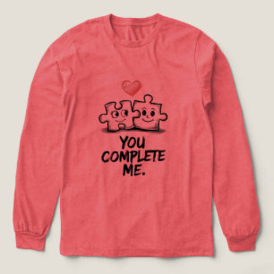 Cute Puzzle Pieces You Complete Me Coral Tri-Blend Shirt