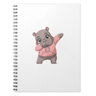 Cute Pygmy Hippo Kids Girls Boys Dabbing Moo Deng Notebook
