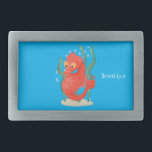 Cute pygmy seahorse cartoon belt buckle<br><div class="desc">This cute red pygmy seahorse is ready for underwater fun! Drawn in cute cartoon illustration style.</div>