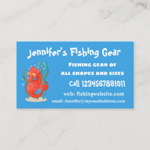 Cute pygmy seahorse cartoon business card
