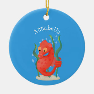 Cute pygmy seahorse cartoon ceramic tree decoration