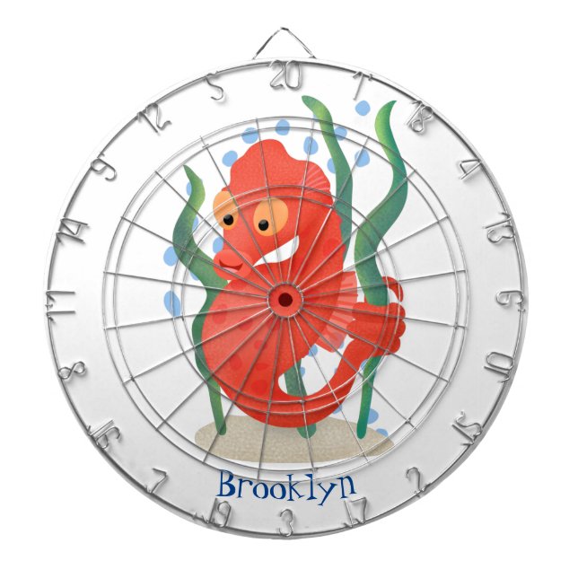 Cute pygmy seahorse cartoon dartboard (Front)