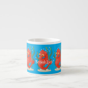 Cute pygmy seahorse cartoon espresso cup