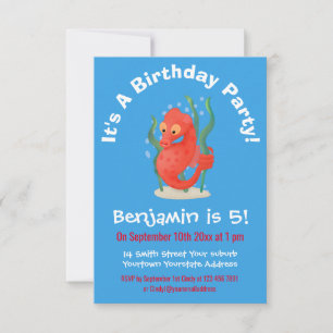 Cute pygmy seahorse cartoon invitation