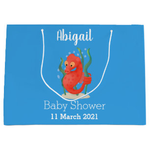 Cute pygmy seahorse cartoon large gift bag