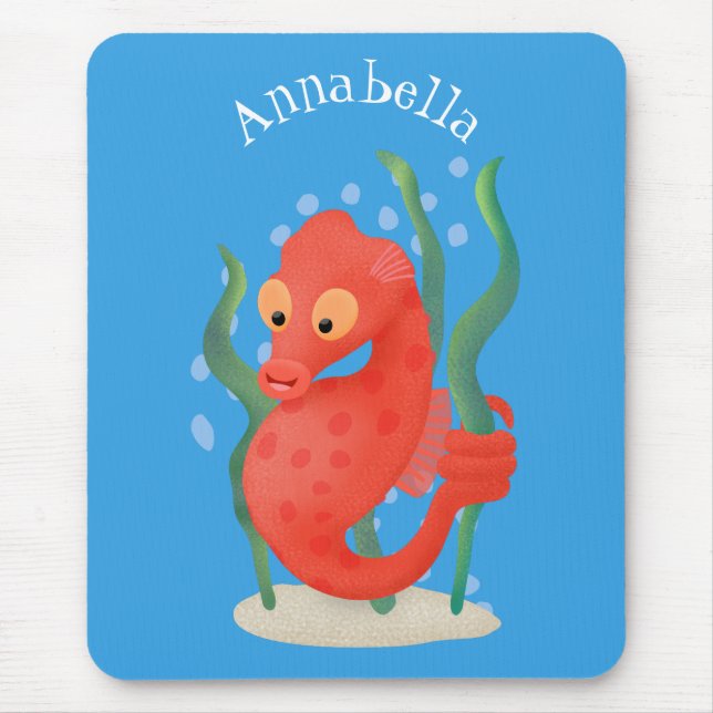 Cute pygmy seahorse cartoon mouse pad (Front)