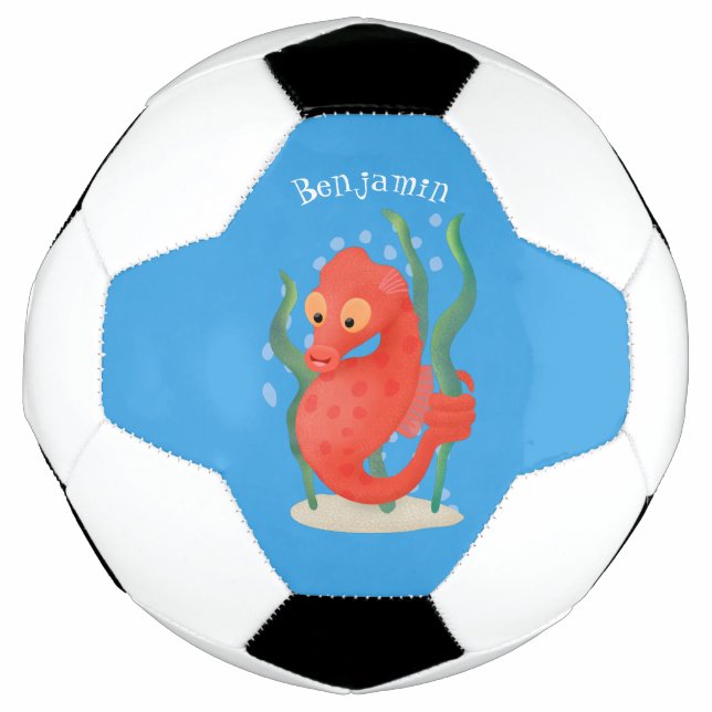 Cute pygmy seahorse cartoon soccer ball (Front)