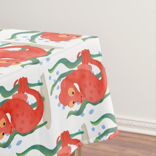 Cute pygmy seahorse cartoon tablecloth (In Situ)