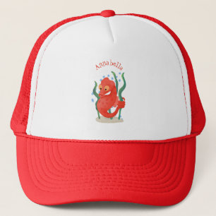 Cute pygmy seahorse cartoon trucker hat