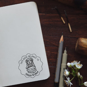  Cute Pyrenean Mountain Dog Book Rubber Stamp