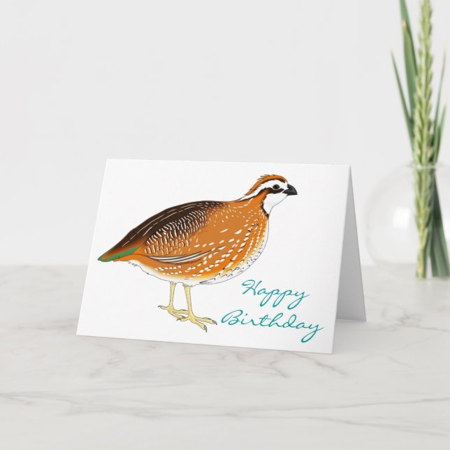 Cute Quail Birthday Card (Front)