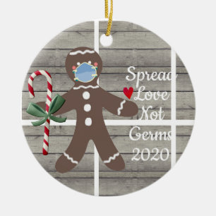Cute Quarantine Gingerbread Man Christmas 2020 Ceramic Tree Decoration