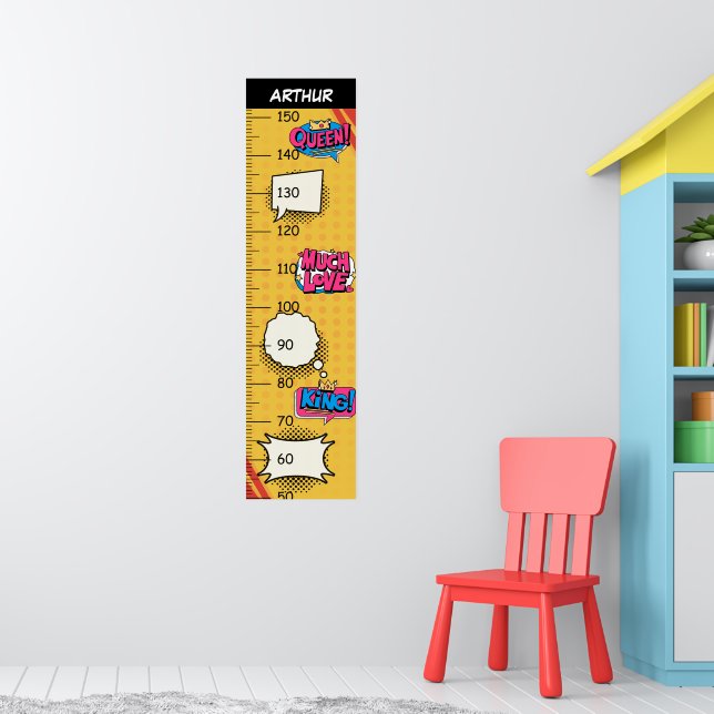 Cute Queen And King Comic Themed Growth Chart (Nursery 1)