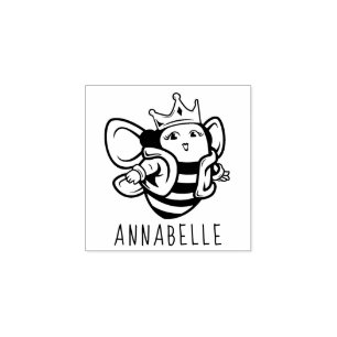 Cute Queen Bee Crown Wood Art Stamp