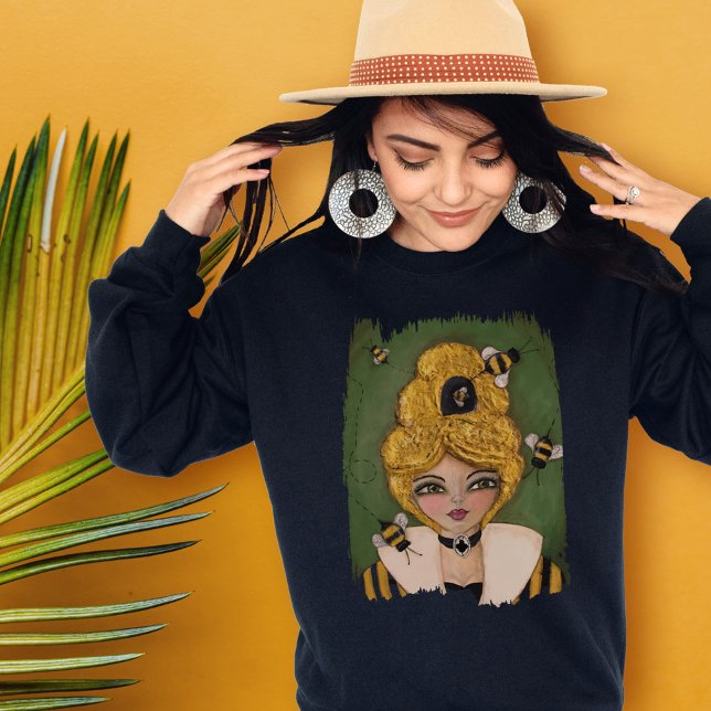 Cute Queen Bee Hive Whimsical Girl Original Art Tri-Blend Shirt (Creator Uploaded)