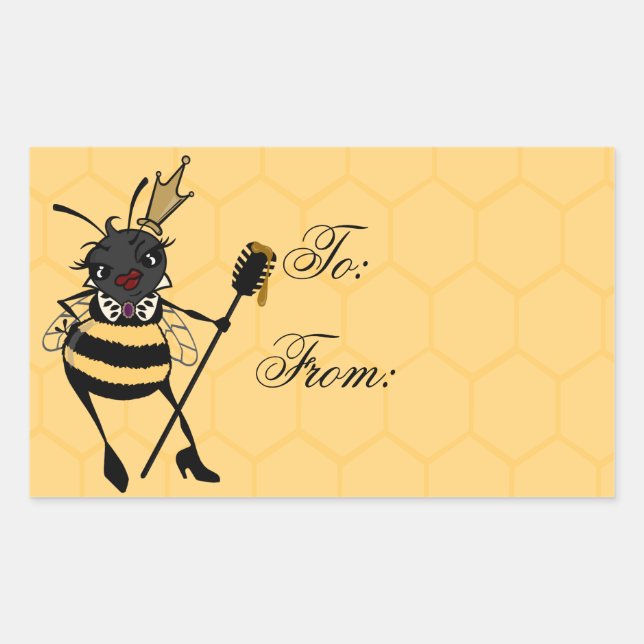 CUTE QUEEN BEE MATTE RECTANGLE GIFT STICKERS (Front)