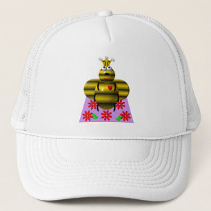 Cute queen bee on a quilt trucker hat