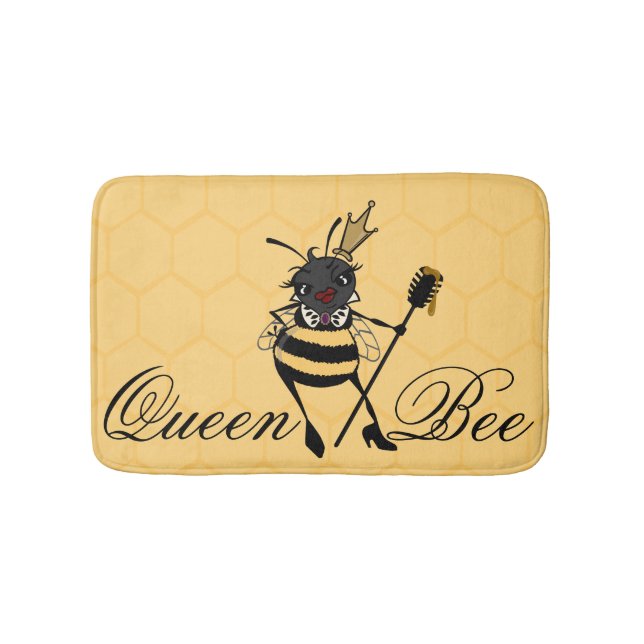CUTE QUEEN BEE WITH HONEYCOMB GRAPHIC BATH MAT (Front)