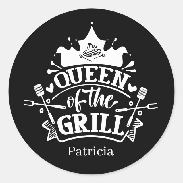 Cute Queen grill add name word art Classic Round Sticker (Front)
