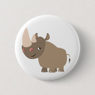 Cute Quiet Cartoon Rhino 6 Cm Round Badge