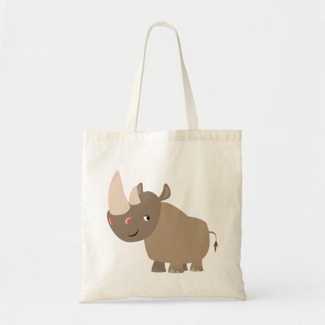 Cute Quiet Cartoon Rhino Tote Bag (Front)
