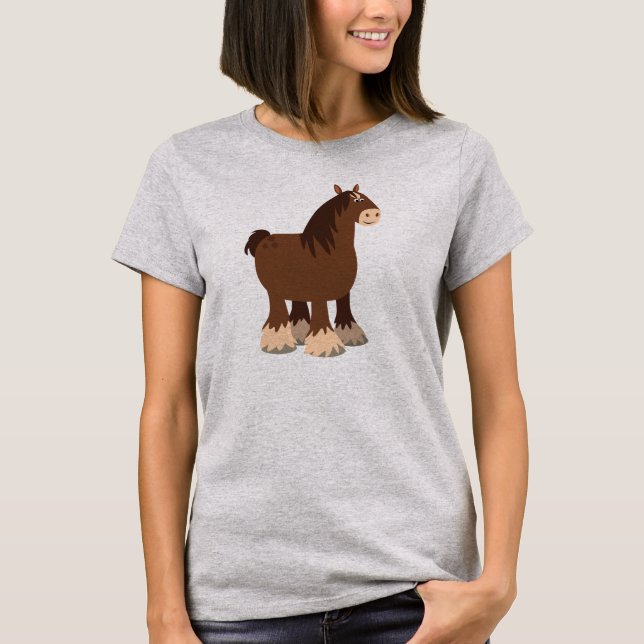 Cute Quiet Cartoon Shire Horse Women T-Shirt (Front)