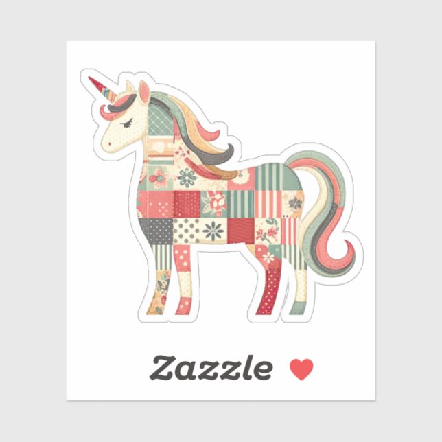 Cute Quilt Pattern Unicorn Vinyl Stickers (Sheet)