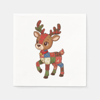 Cute Quilted Patchwork Reindeer | Christmas Holida Napkin