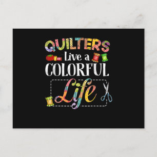 Cute Quilters Quilting Fans Live Colourful Life Postcard