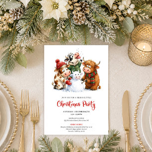Cute Quirky Animals Festive Christmas Party Invite