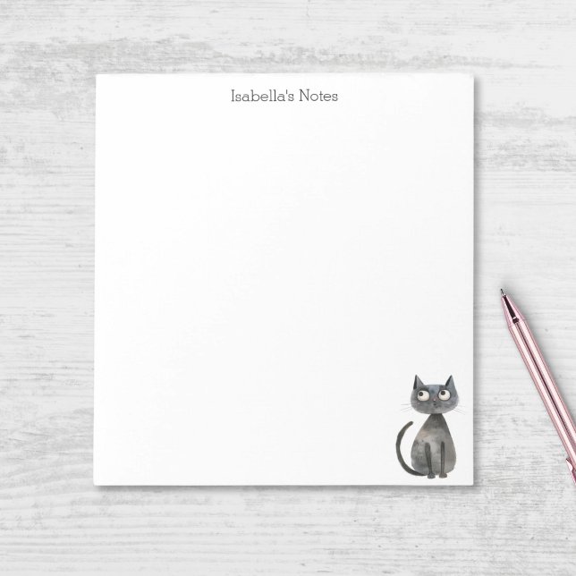 Cute Quirky Black Cat Personalised Notepad (Creator Uploaded)