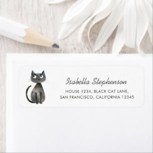 Cute Quirky Black Cat Return Address