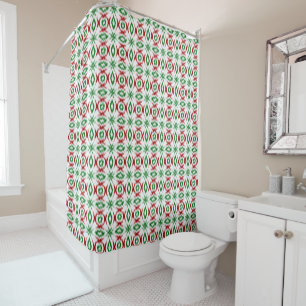 Cute Quirky Cabincore Minimalist Christmas Ikat Shower Curtain