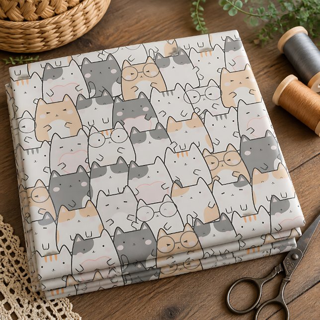 Cute Quirky Cat Pattern Fabric (Creator Uploaded)
