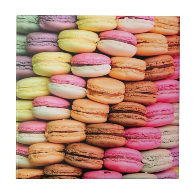 Cute Quirky Colorful Macaroons Tile (Front)