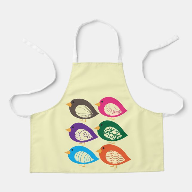 Cute quirky colourful birds apron (Front)