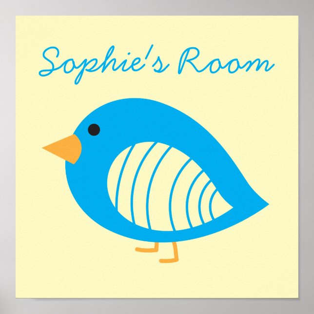 Cute quirky colourful birds poster (Front)