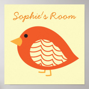 Cute quirky colourful birds poster