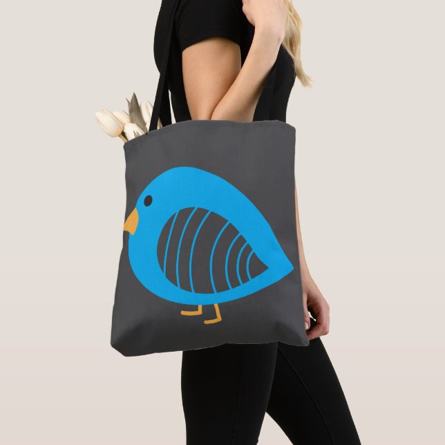 Cute quirky colourful birds tote bag (Close Up)