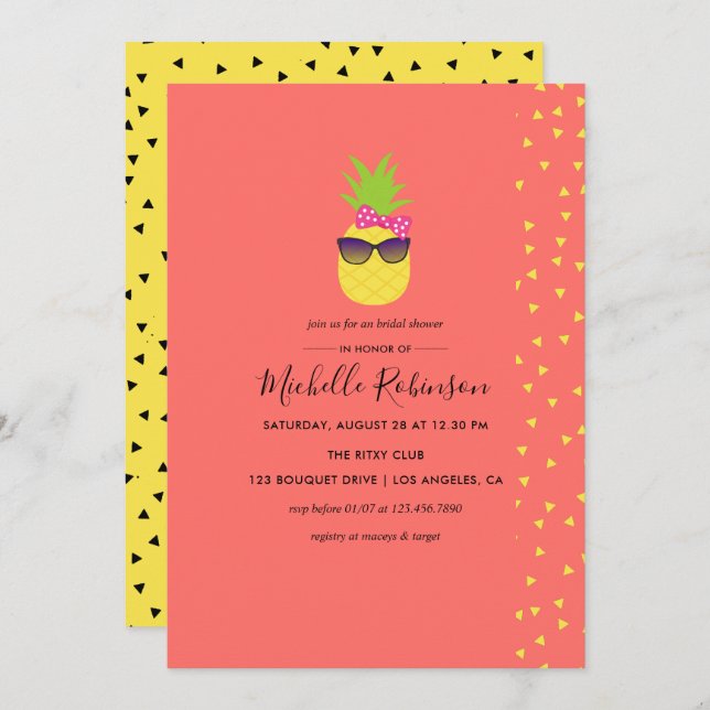Cute quirky exotic tropical Beach Bridal Shower Invitation (Front/Back)