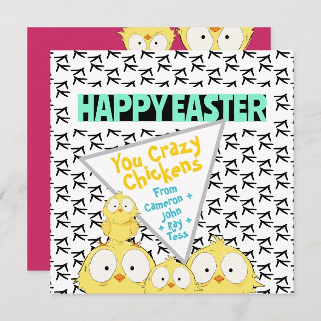 Cute Quirky “Happy Easter You Crazy Chickens” |  Holiday Card (Front/Back)