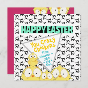 Cute Quirky “Happy Easter You Crazy Chickens”    Holiday Card